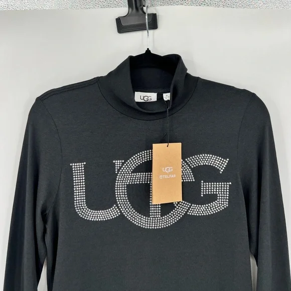 π NWT UGG x Telfar Logo Crystal Mockneck Top Turtleneck Rhinestone Black Small - Picture 4 of 11